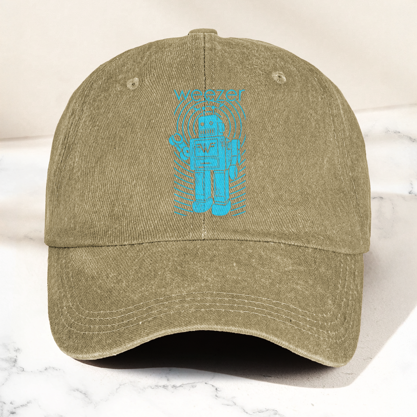 Weezer Rock Band Robot Logo Vintage Denim Cap – Retro  Weezer Band Cap Gift For Dad (With Box)