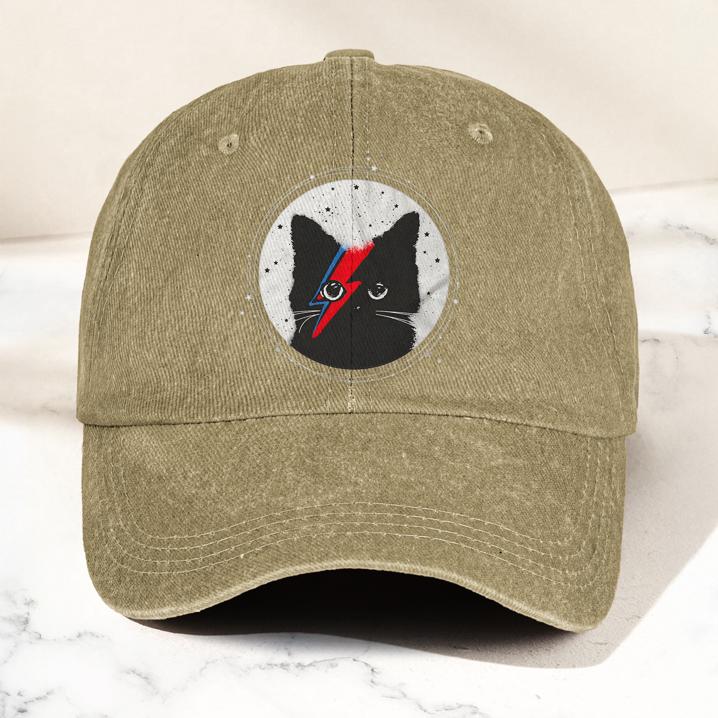 Ziggy Stardust Cat David Bowie Vintage Denim Cap – Retro Music David Bowie Cap Gift For Dad (With Box)
