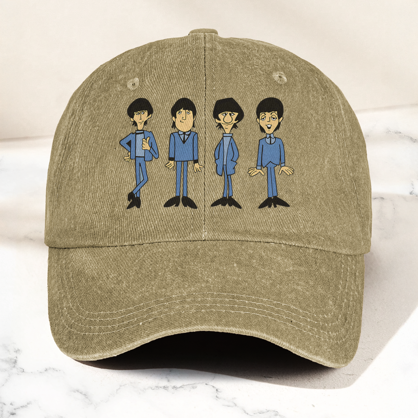 The Beatles Cartoon Series Denim Cap – Retro The Beatles Tribute Merch Dad Hat (With Box)