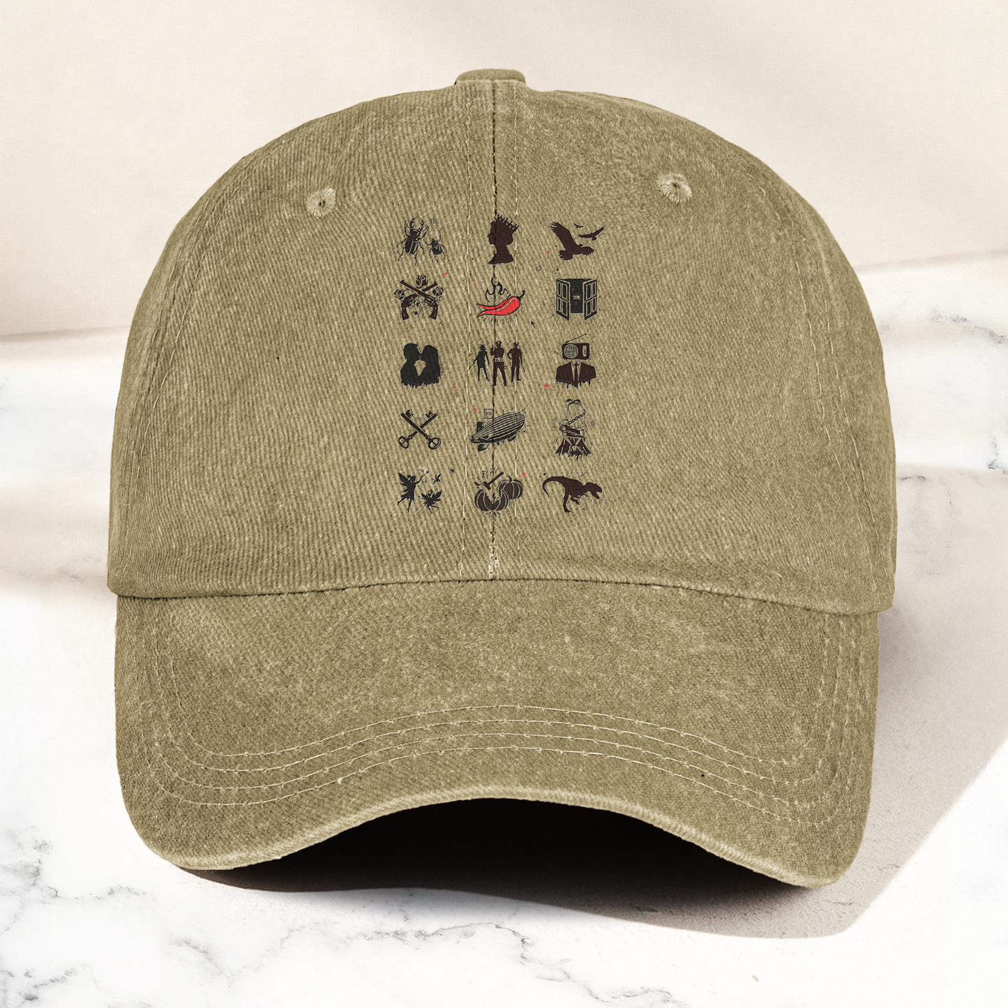 Talking Heads Symbols Cap – Vintage Washed Black Dad Hat, Minimalist Alternative Rock Icon Hat (With Box)