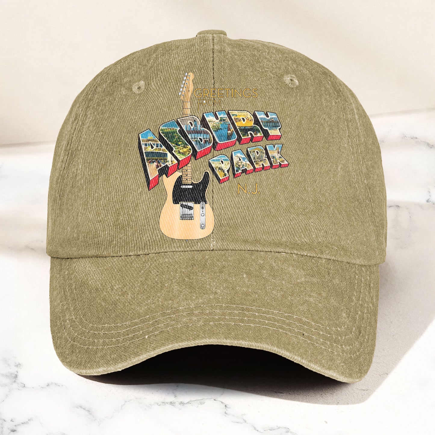 Bruce Springsteen Greetings From Asbury Park Vintage Rock Band Denim Cap- Retro Vintage Dad Cap Gift For Dad (With Box)