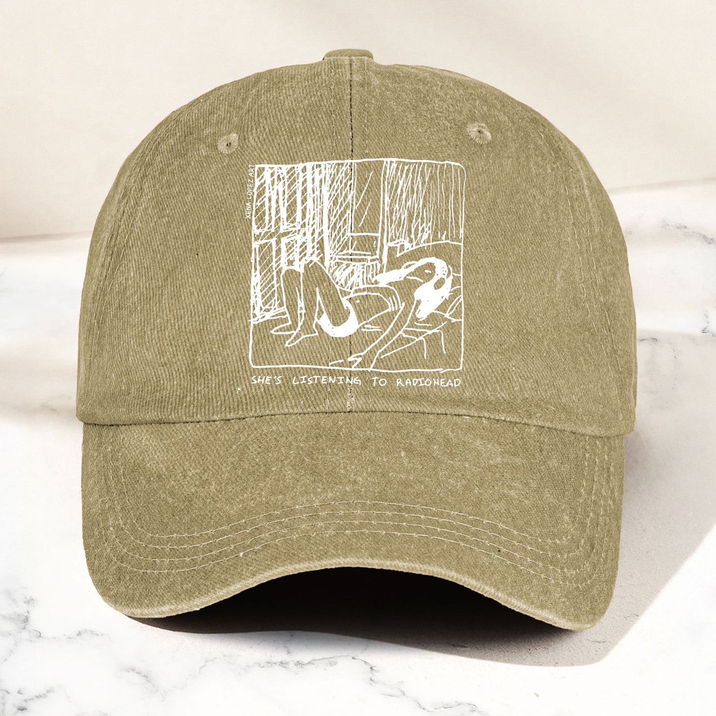 She's Listening to Radiohead Denim Cap – Retro Radiohead Tribute Merch Dad Hat (With Box)