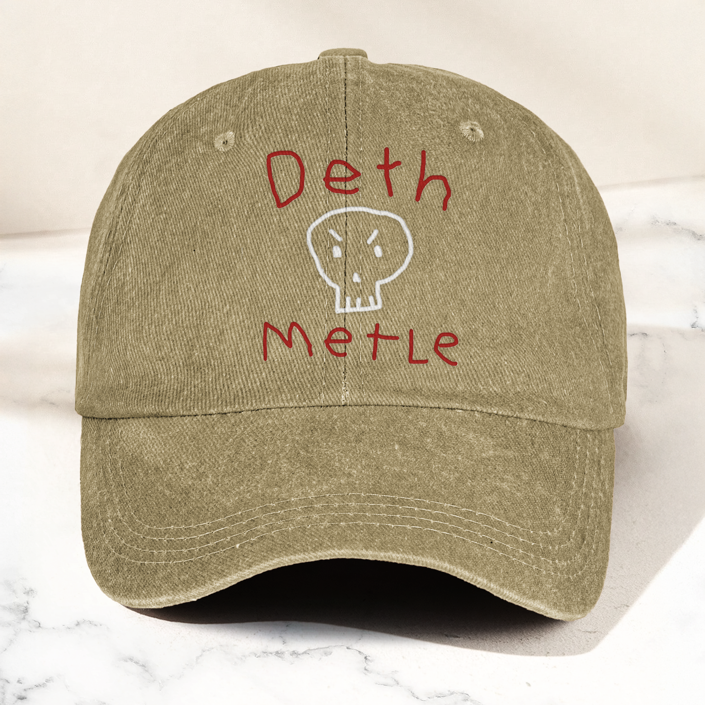 Death Metal Skull Deth Metle Denim Cap – Heavy Metal Emo Dad Cap Gift For Dad (With Box)