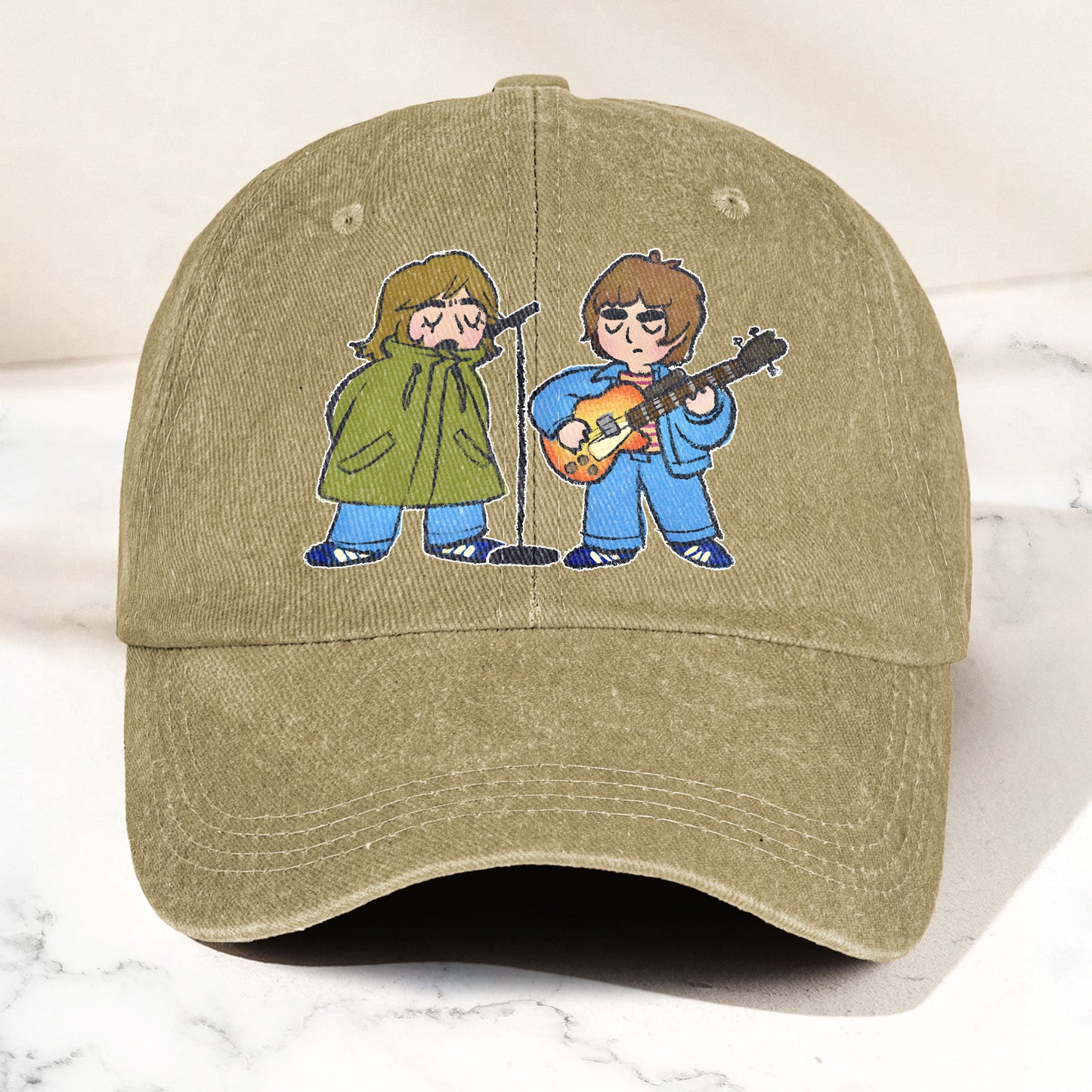 Noel & Liam Gallagher Oasis Denim Cap – Vintage Oasis Merch Gift for Dad (With Box)