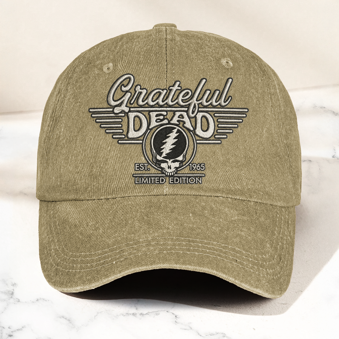 Grateful Dead Steal Your Face Est 1965 Denim Cap – Retro Vintage Dad Cap Gift For Dad (With Box)