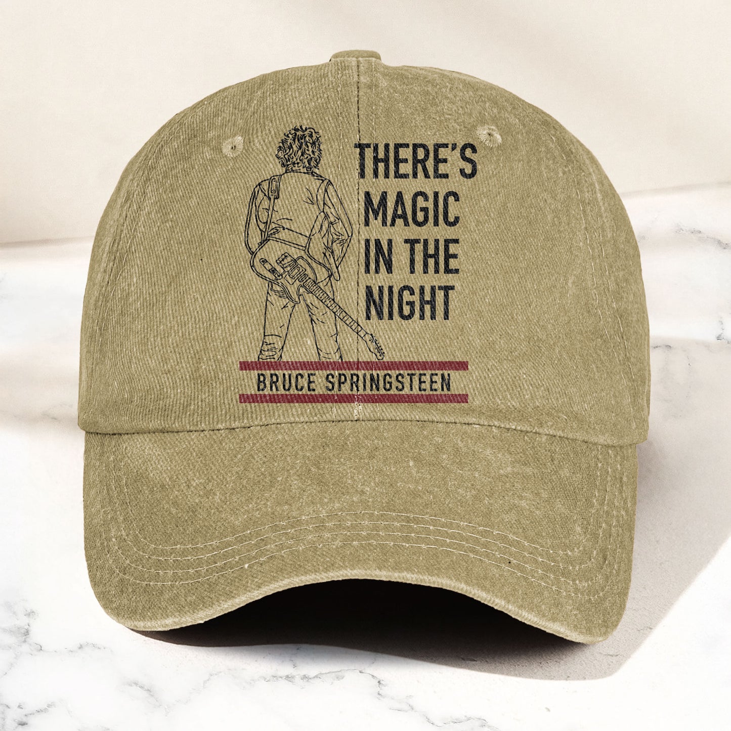 Bruce Springsteen Magic In The Night Black Version Denim Cap - Retro Vintage Dad Cap Gift For Dad (With Box)