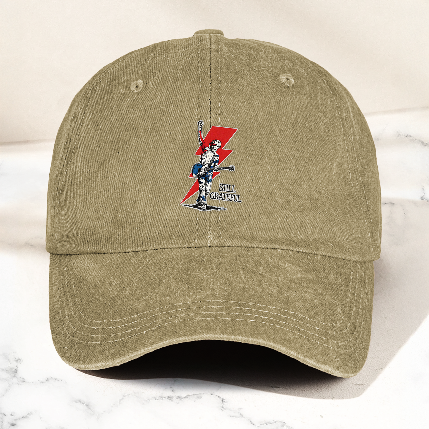 Still Grateful Lightning Guitar Dad Hat – Vintage Rock Spirit Cap