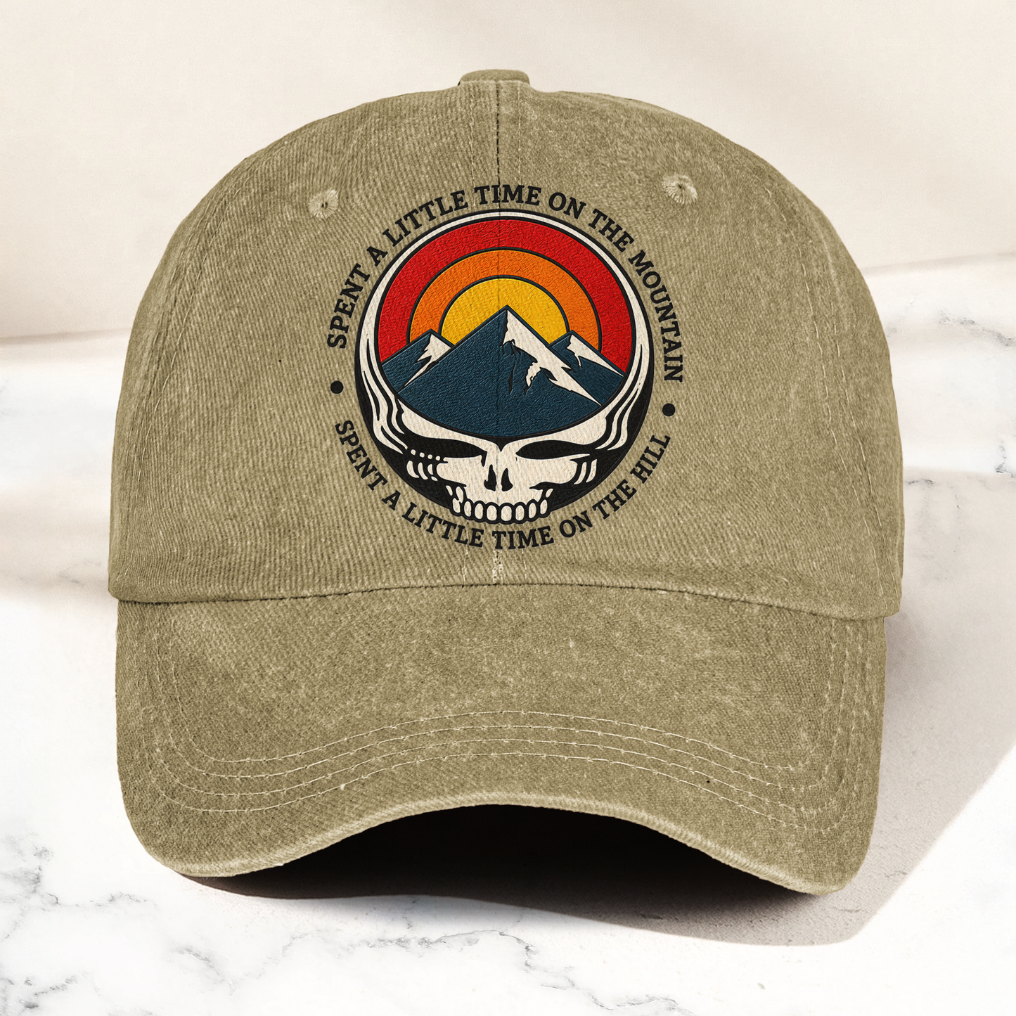 Grateful Dead Stealie Franklin's Tower Spent A Little Time On The Mountain Music Merch Denim Cap – Retro Vintage Dad Cap Gift For Dad (With Box)