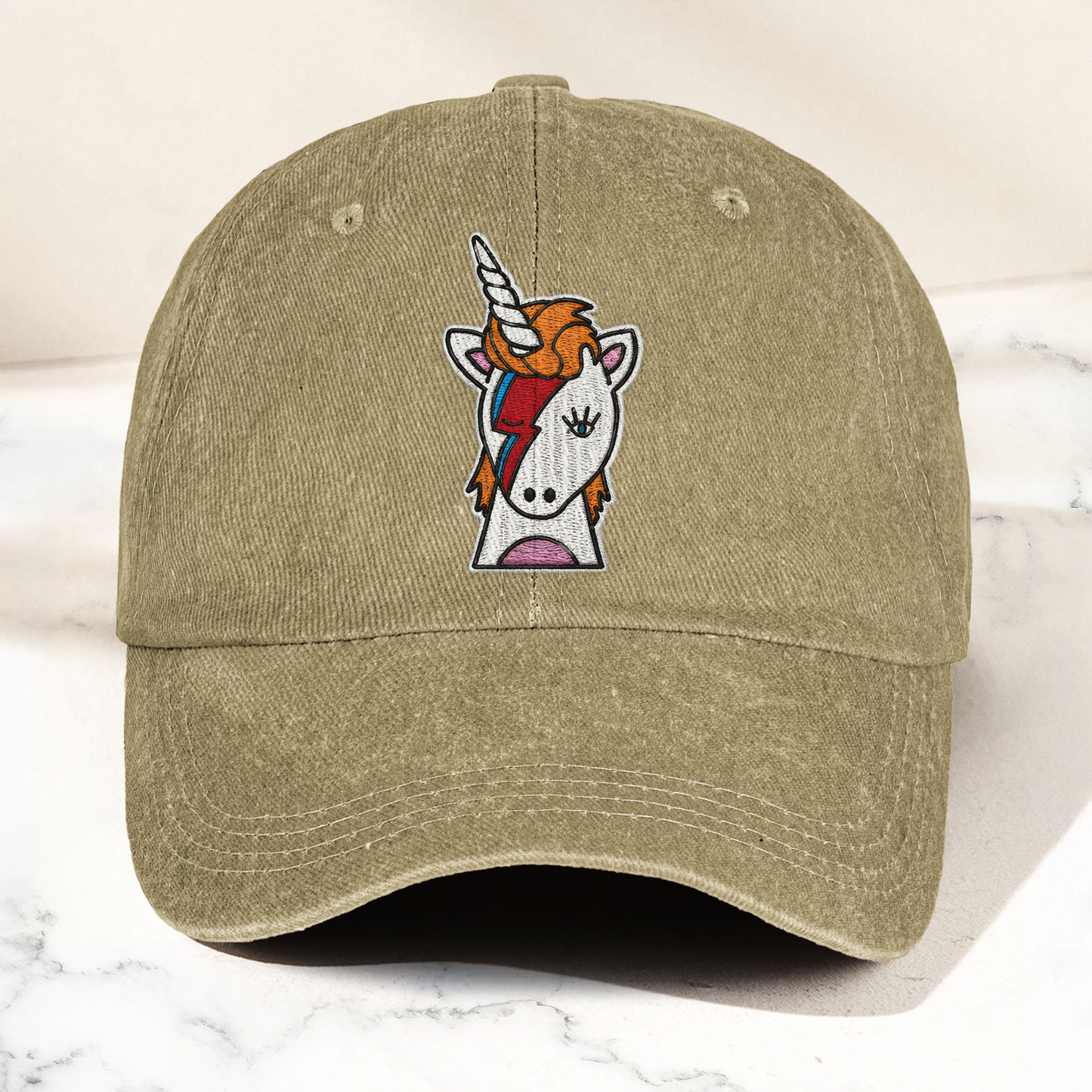 David Bowie Unicorn Lightning Bolt Denim Cap – Retro Music Fan Cap Gift For Dad (With Box)