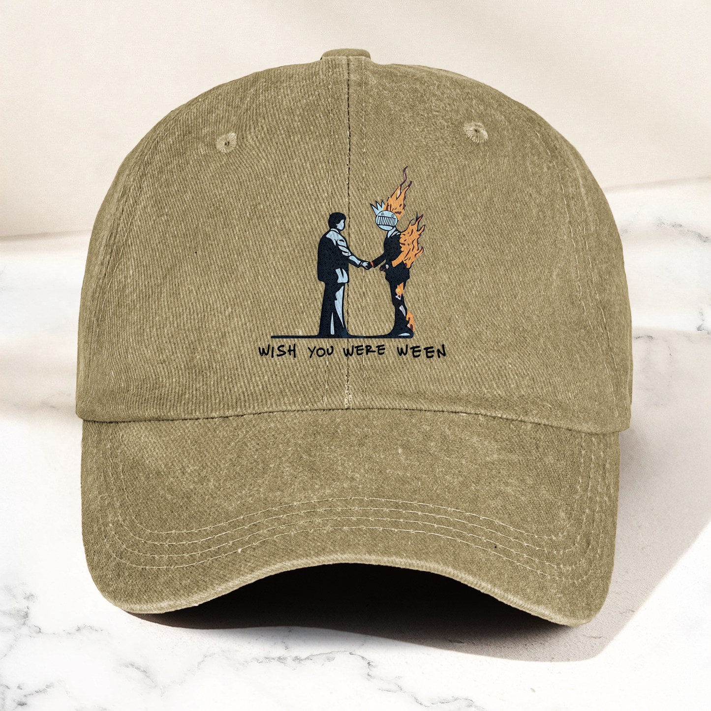 Wish You Were Ween Pink Floyd Denim Cap – Retro Pink Floyd Merch Gift for Dad (With Box)