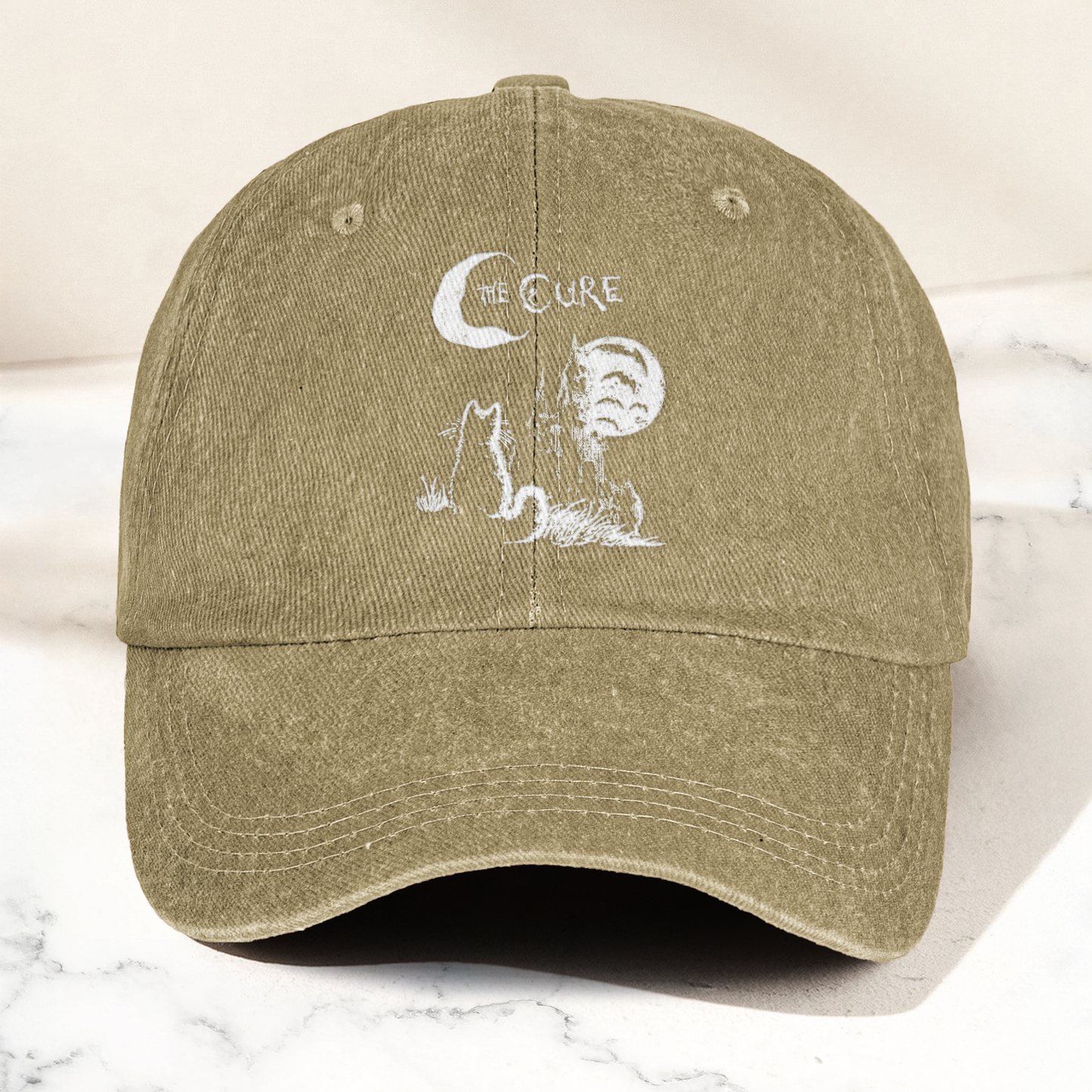 The Cure Vintage Cat Moon Denim Cap – Vintage The Cure Band Album Merch Gift for Dad (With Box)