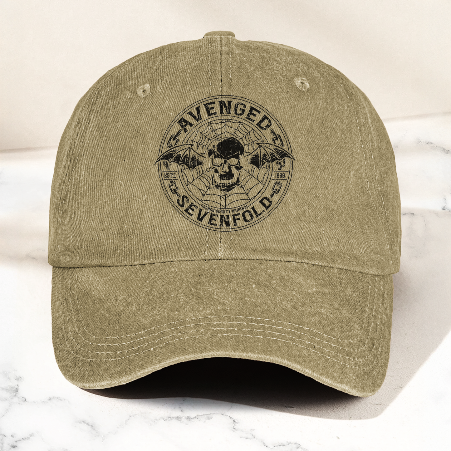 Avenged Sevenfold Deathbat Logo Denim Cap – Retro Vintage Dad Cap Gift For Dad (With Box)