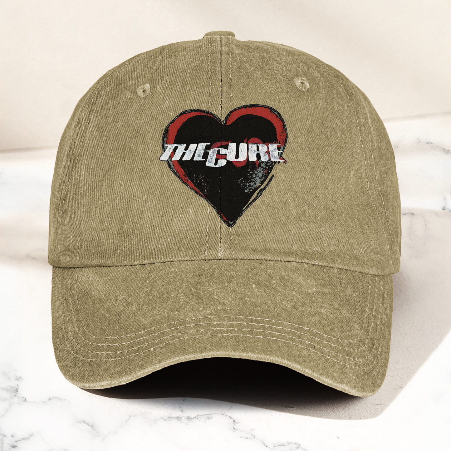 The Cure Heart Logo Denim Cap – Vintage The Cure Band Album Merch Gift for Dad (With Box)