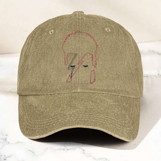 David Bowie Ziggy Stardust Rebel Rebel Line Graphic Denim Cap – Retro Music Fan Cap Gift For Dad (With Box)