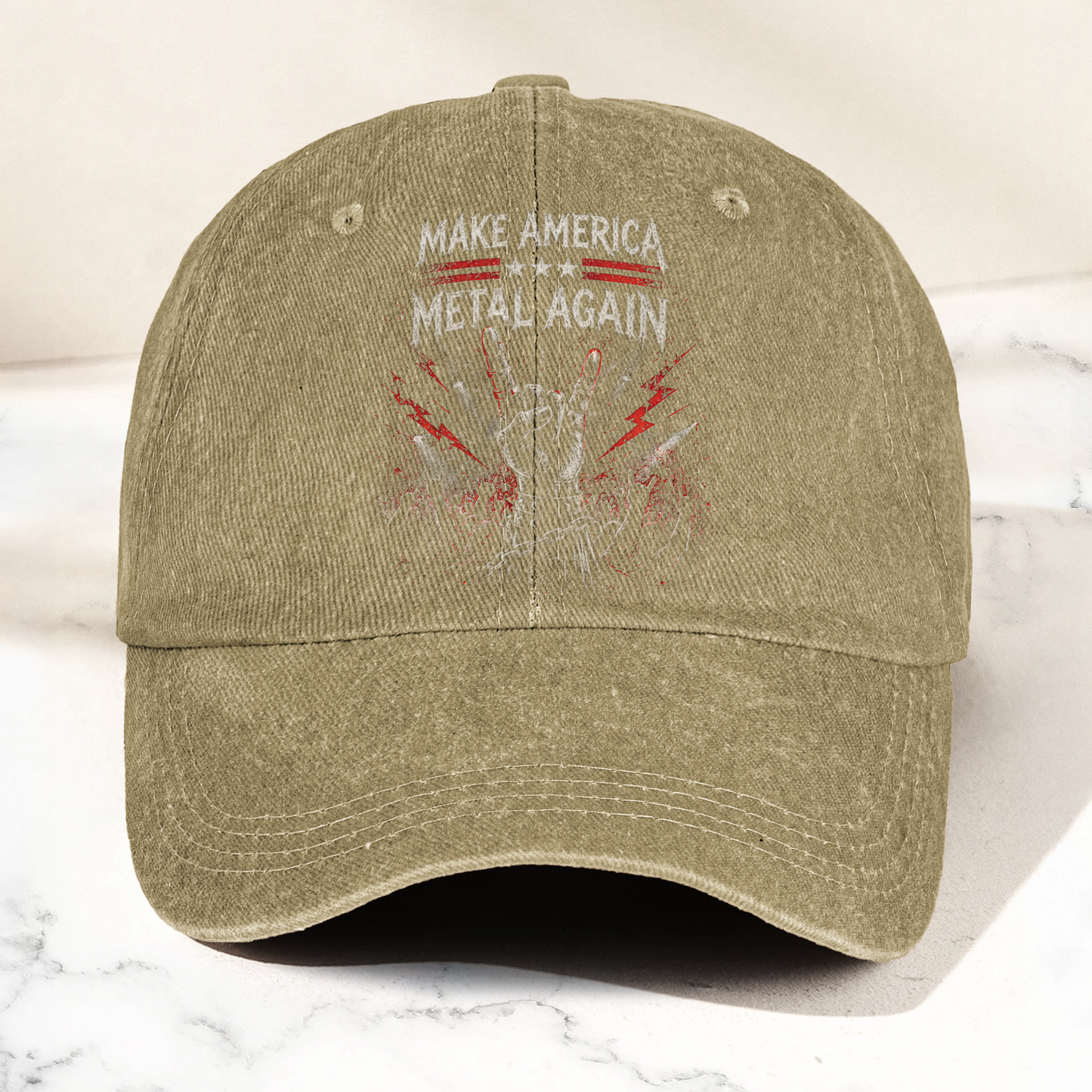 Make America Metal Again Denim Cap – Heavy Metal Emo Dad Cap Gift For Dad (With Box)