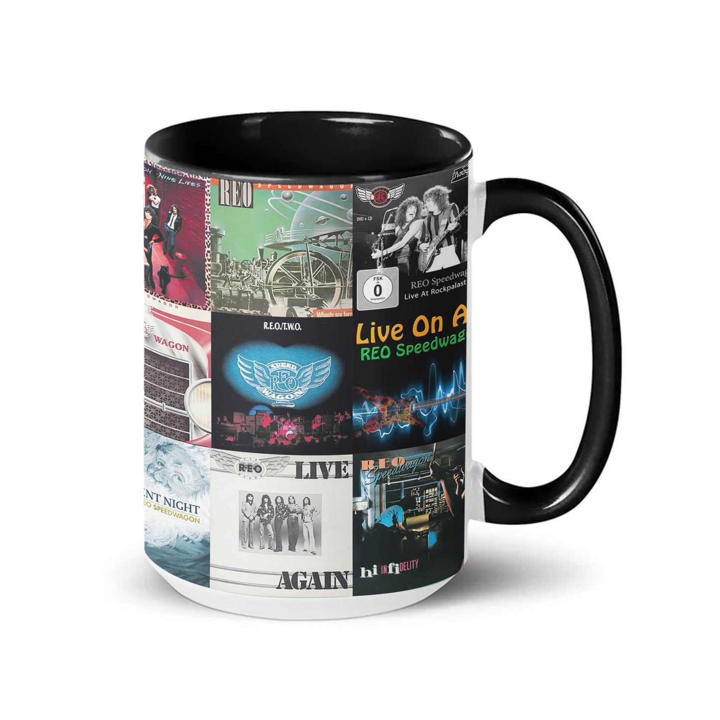 REO Speedwagon Album Art Collection Accent Mug for Music Fans – Classic Rock Coffee Cup Gift