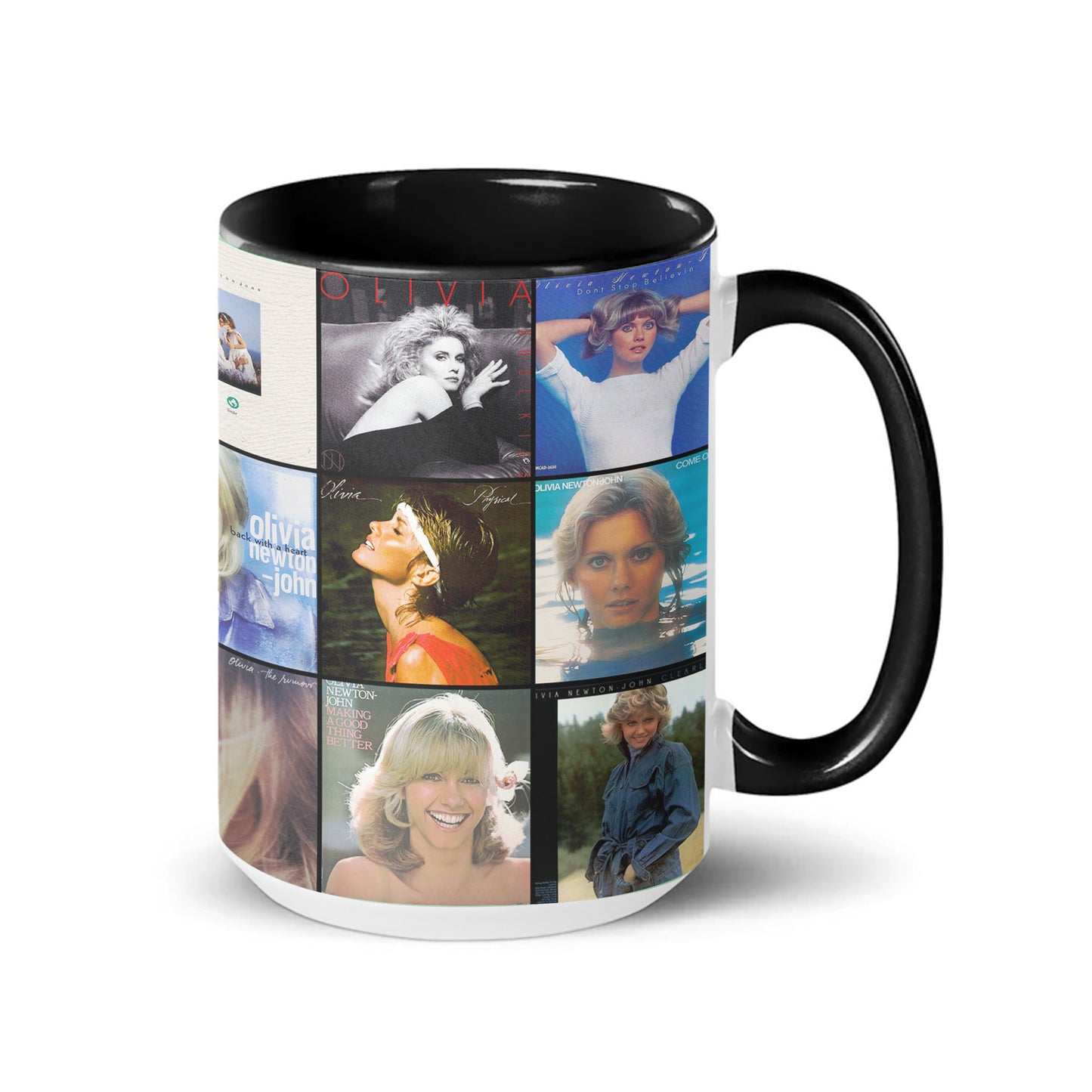 Olivia Newton-John Accent Mug – Classic Album Cover Collage Gift