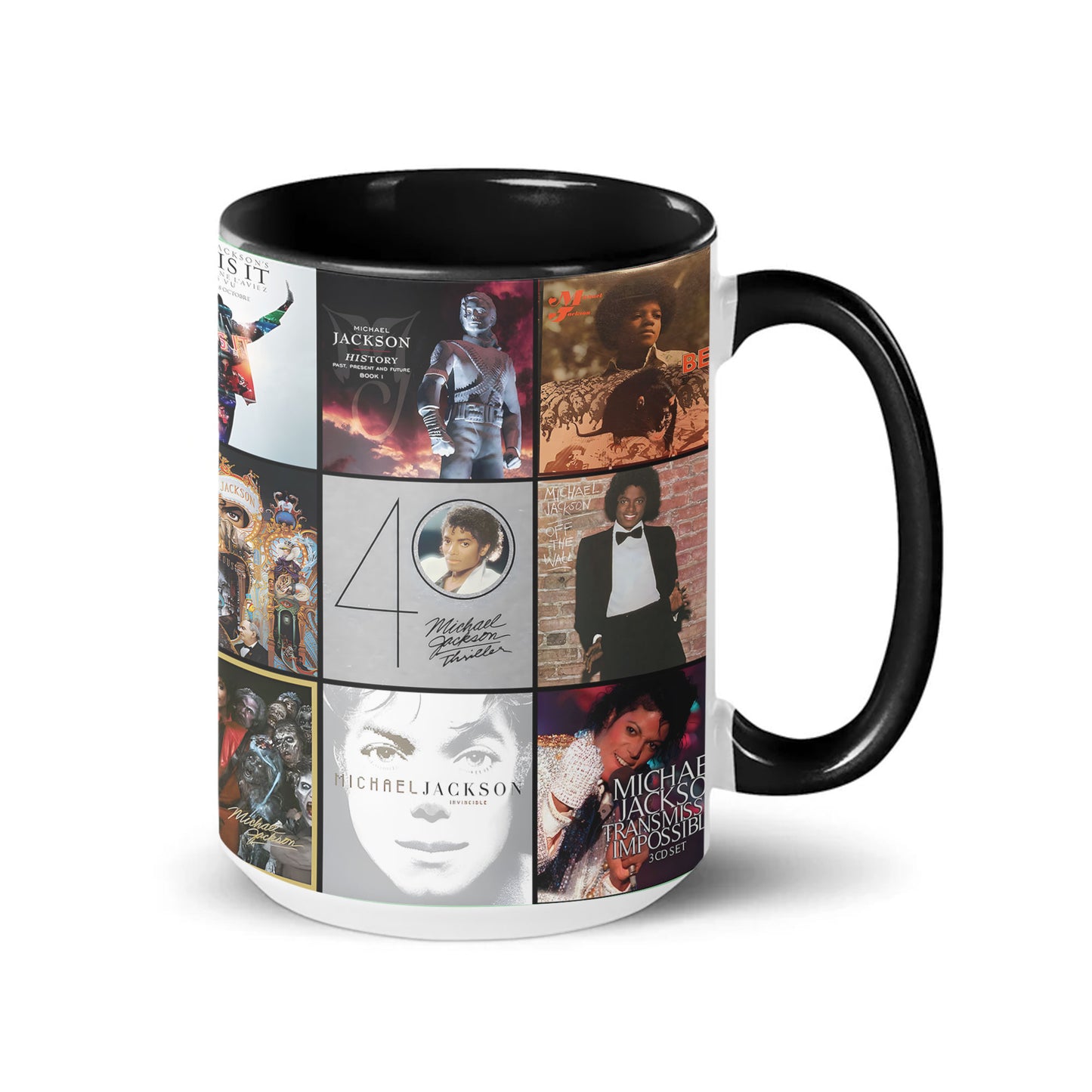 Michael Jackson Accent Mug – Classic Album Cover Collage Gift for Music Lovers