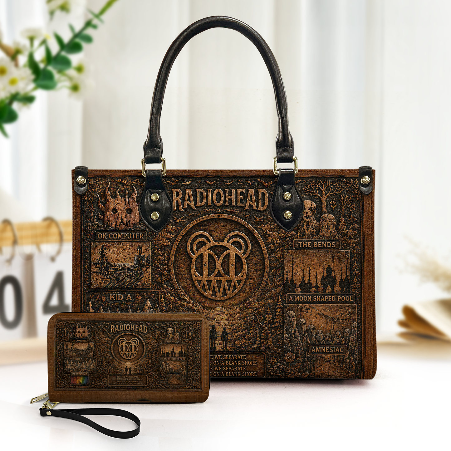 Radiohead Handbag, Tote Bag and Wallet Set - Premium Retro Music Merchandise Gift