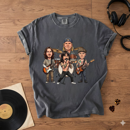 Red Hot Chili Peppers Band Caricature Comfort Tee – Funny Music Lover T-Shirt, Retro Rock Graphic Shirt, Gift for Fans