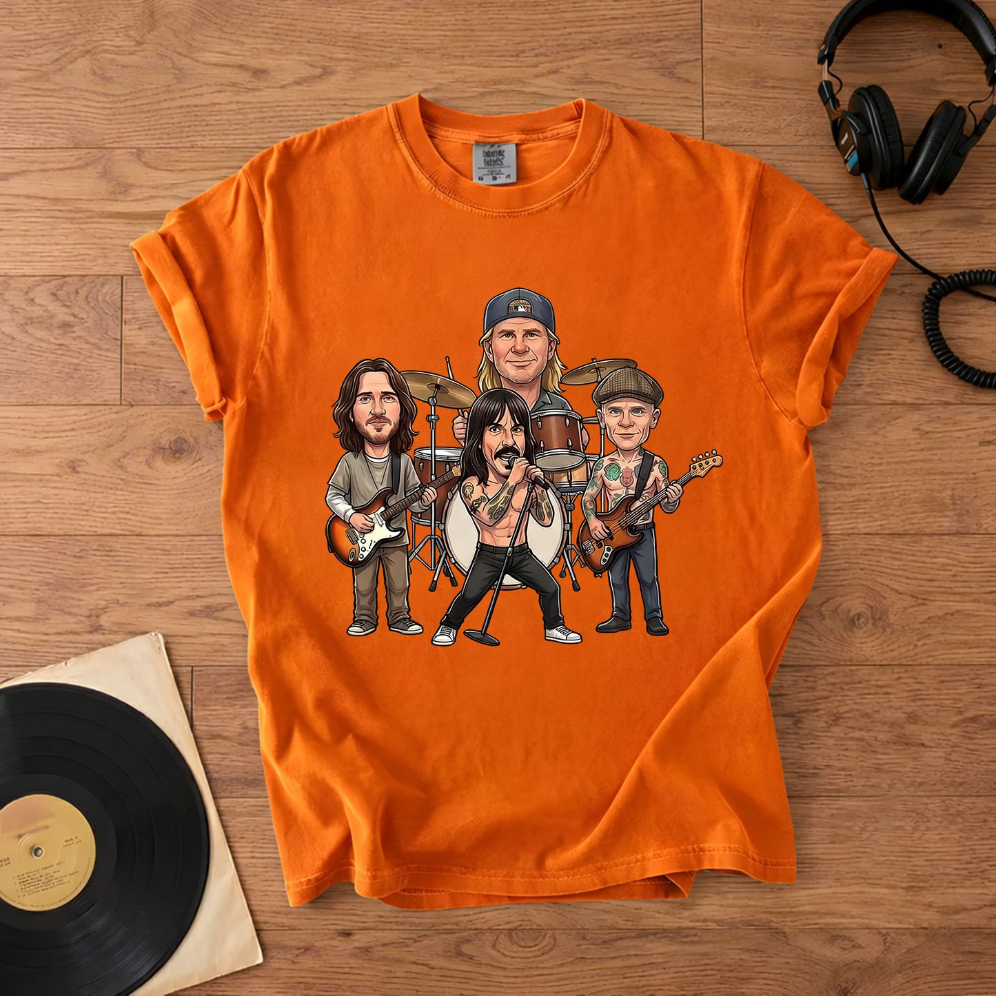 Red Hot Chili Peppers Band Caricature Comfort Tee – Funny Music Lover T-Shirt, Retro Rock Graphic Shirt, Gift for Fans