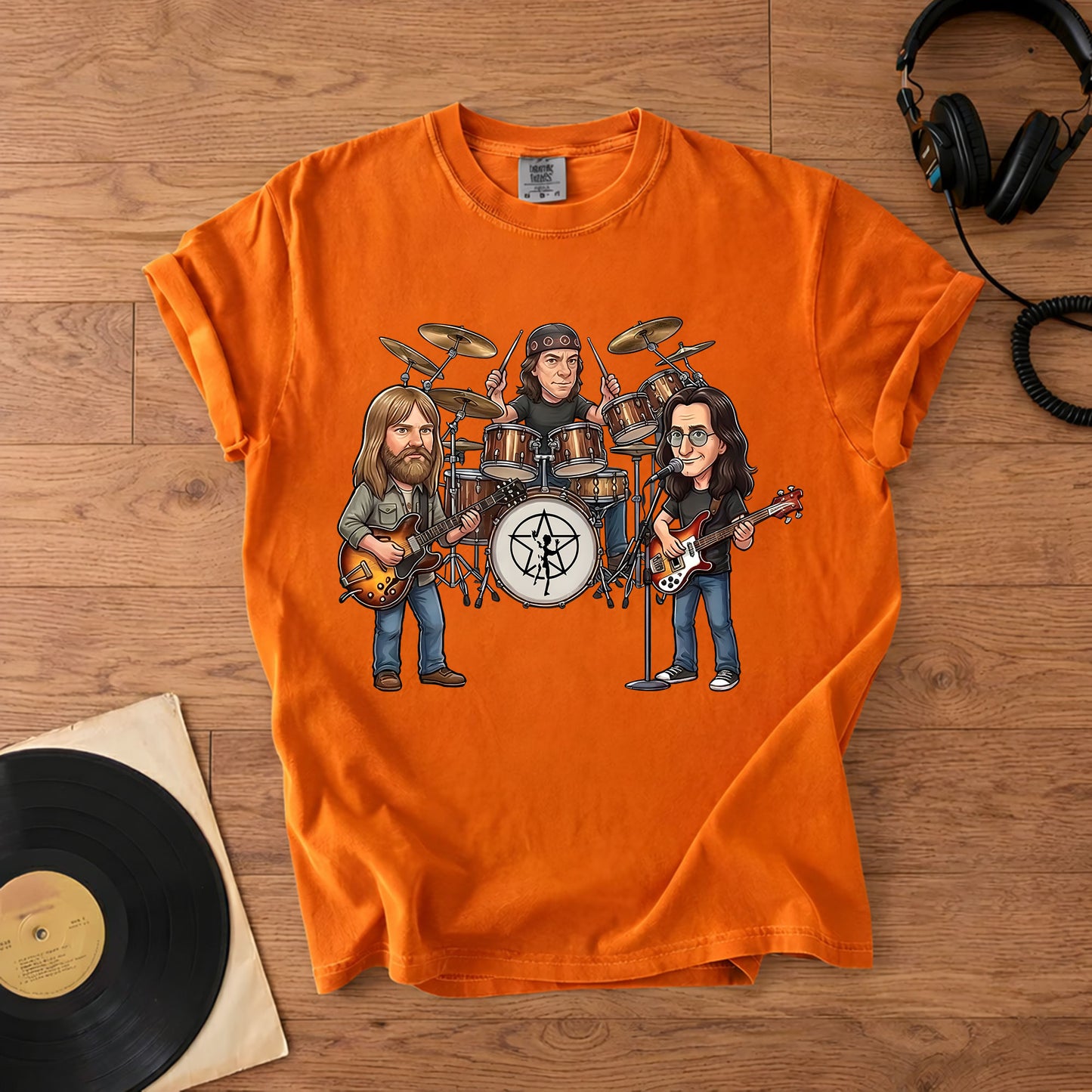 Rush Inspired Caricature Comfort Tee – Vintage Progressive Rock Band Shirt, Funny Music Fan Gift, Classic Rock T-Shirt