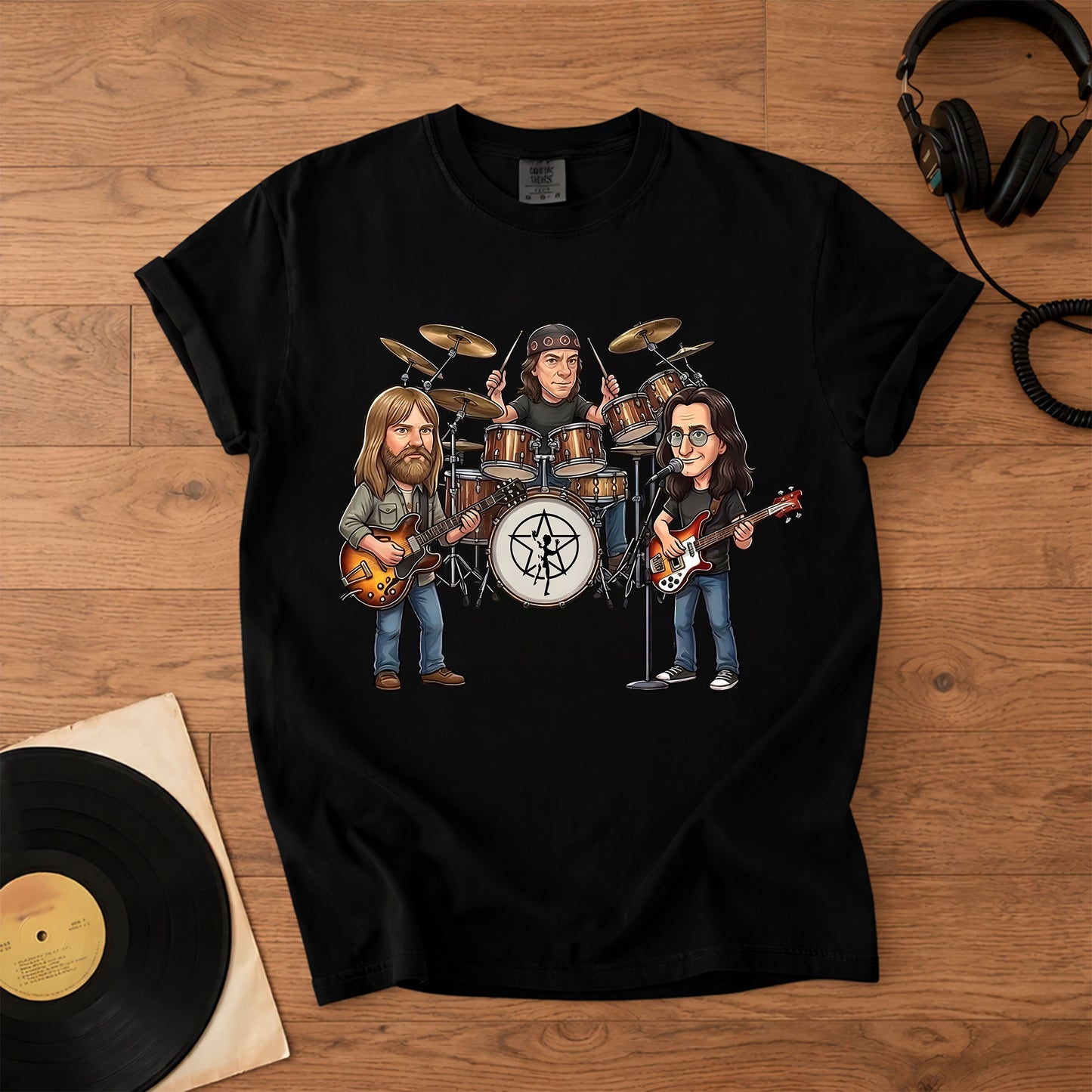 Rush Inspired Caricature Comfort Tee – Vintage Progressive Rock Band Shirt, Funny Music Fan Gift, Classic Rock T-Shirt