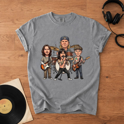 Red Hot Chili Peppers Band Caricature Comfort Tee – Funny Music Lover T-Shirt, Retro Rock Graphic Shirt, Gift for Fans