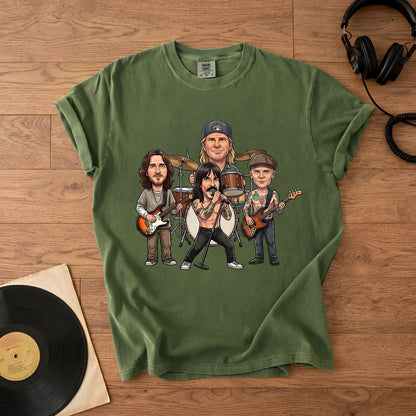 Red Hot Chili Peppers Band Caricature Comfort Tee – Funny Music Lover T-Shirt, Retro Rock Graphic Shirt, Gift for Fans