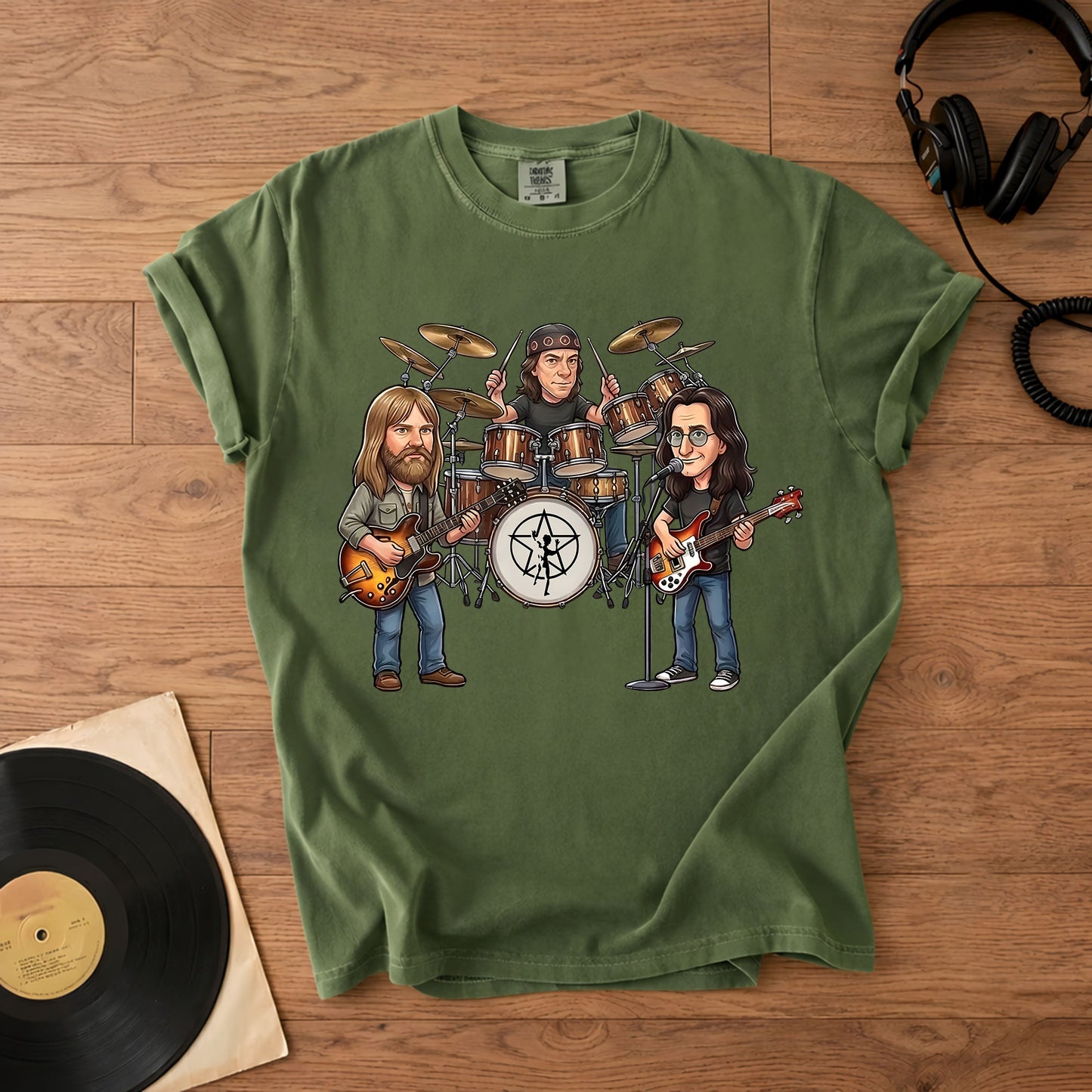 Rush Inspired Caricature Comfort Tee – Vintage Progressive Rock Band Shirt, Funny Music Fan Gift, Classic Rock T-Shirt