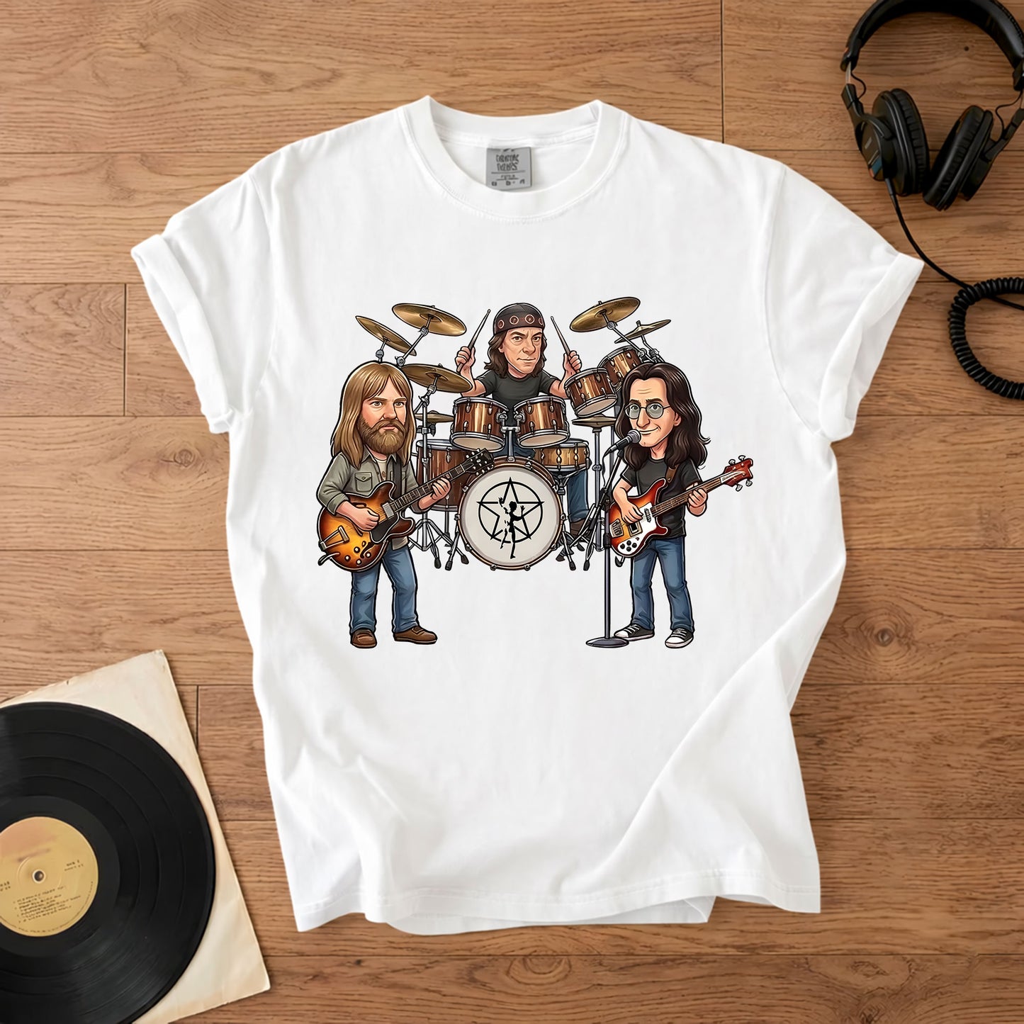 Rush Inspired Caricature Comfort Tee – Vintage Progressive Rock Band Shirt, Funny Music Fan Gift, Classic Rock T-Shirt