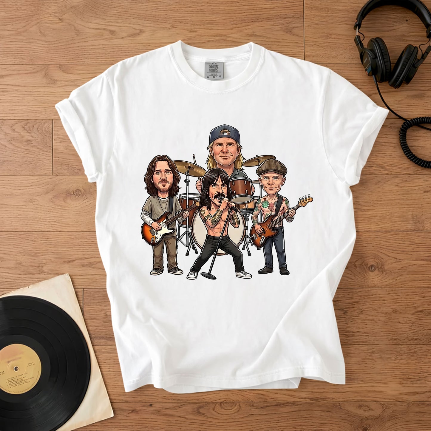 Red Hot Chili Peppers Band Caricature Comfort Tee – Funny Music Lover T-Shirt, Retro Rock Graphic Shirt, Gift for Fans