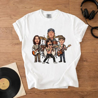 Red Hot Chili Peppers Band Caricature Comfort Tee – Funny Music Lover T-Shirt, Retro Rock Graphic Shirt, Gift for Fans
