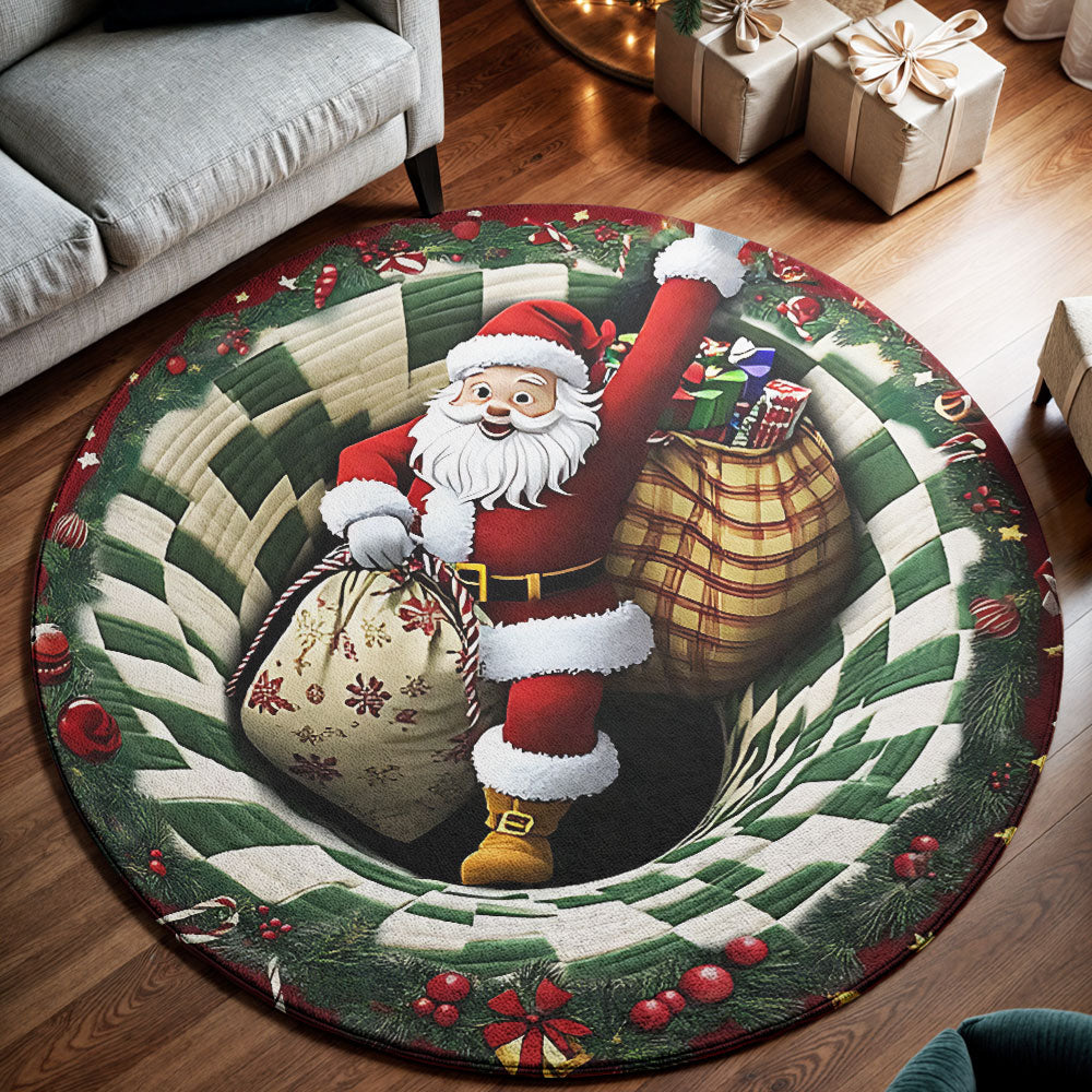 🎅 Santa’s Chimney Round Rug – 3D Christmas Magic Design 🎁 – Printnest