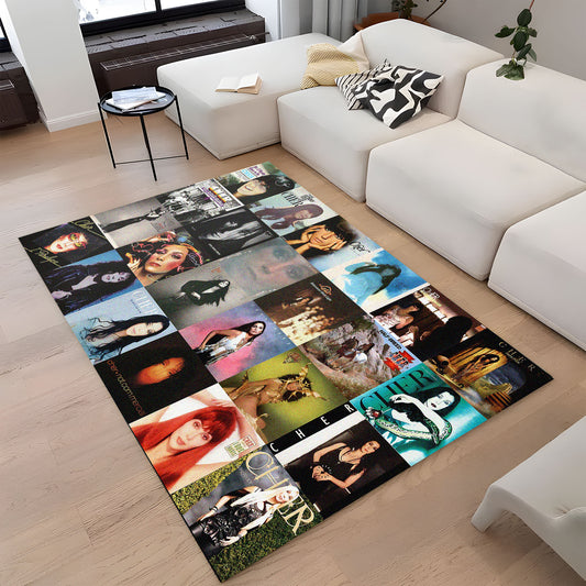 Cher Album Cover Collage Rug