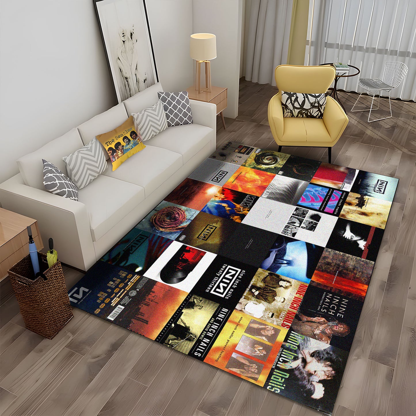 Nine Inch Nails Album Cover Collage Rug