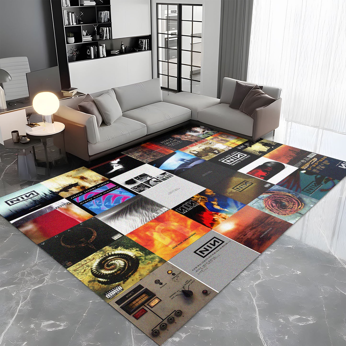 Nine Inch Nails Album Cover Collage Rug