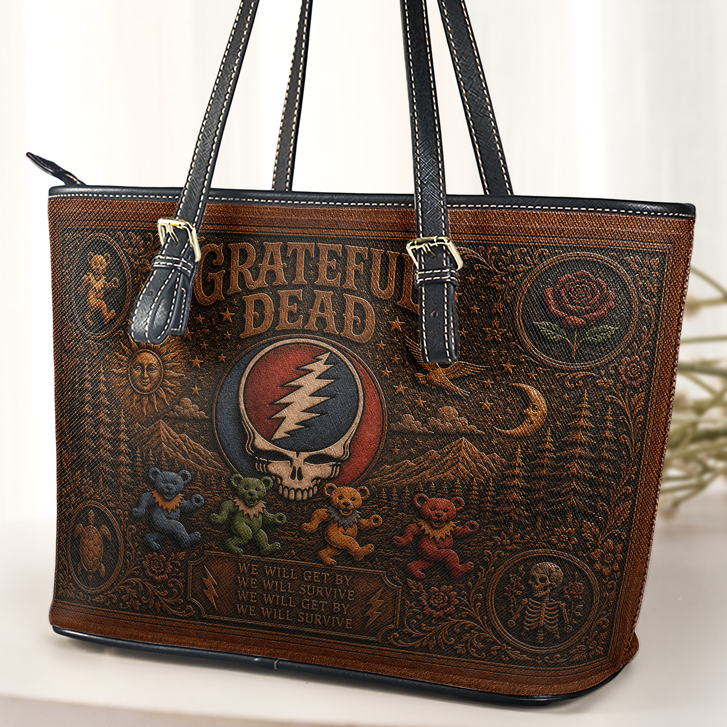 Grateful Dead Handbag, Tote Bag and Wallet Set - Inspired Vintage Rock Music Accessories