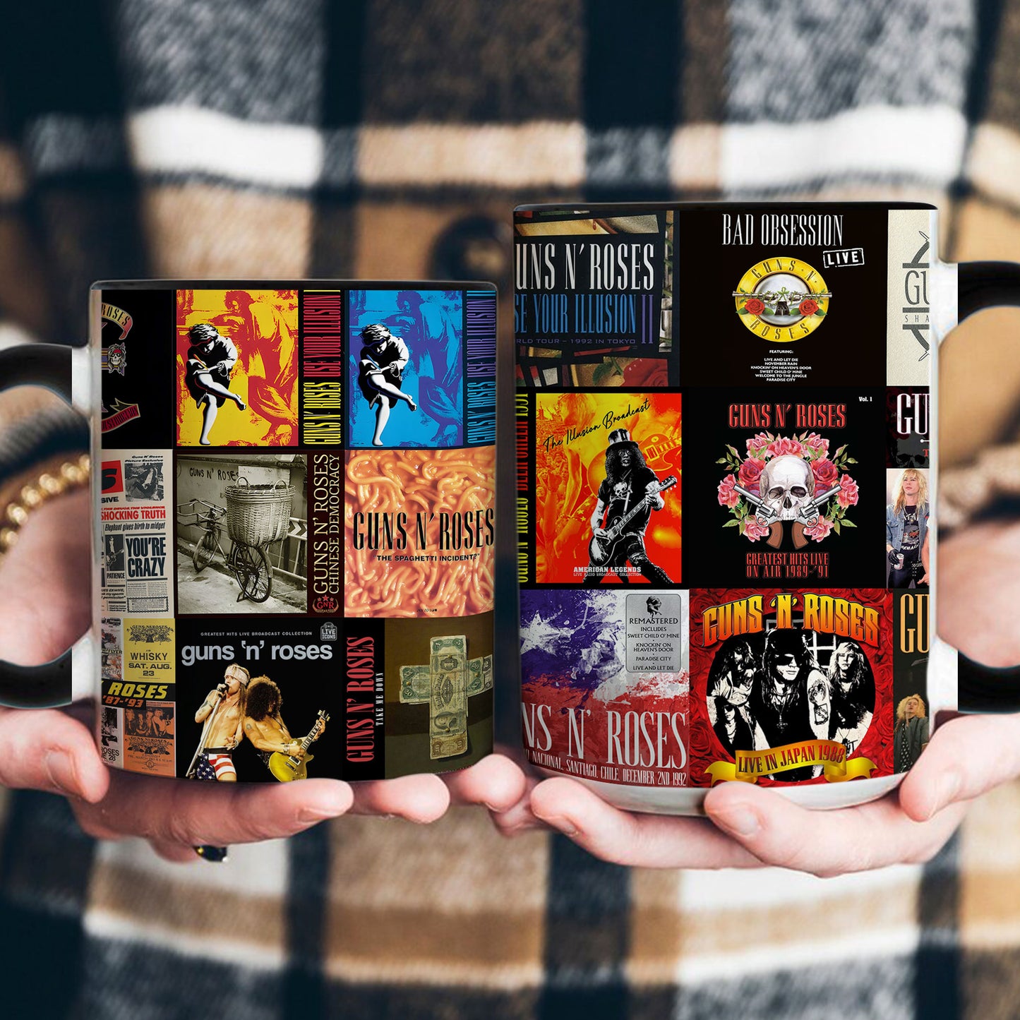 Guns N’ Roses Accent Mug – Classic Album Cover Collage Gift for Rock Fans