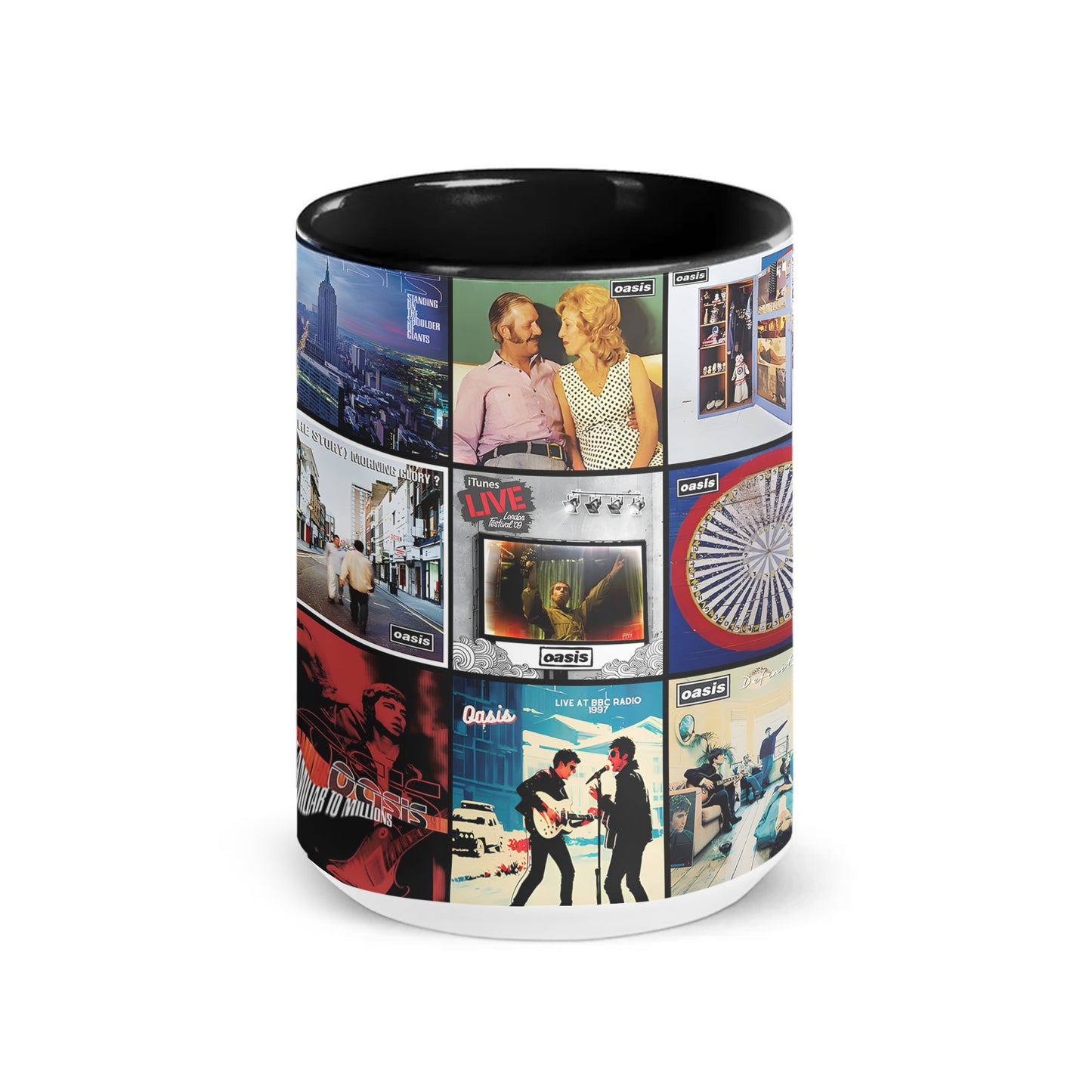Oasis Accent Mug – Classic Album Cover Collage Gift for Britpop Fans