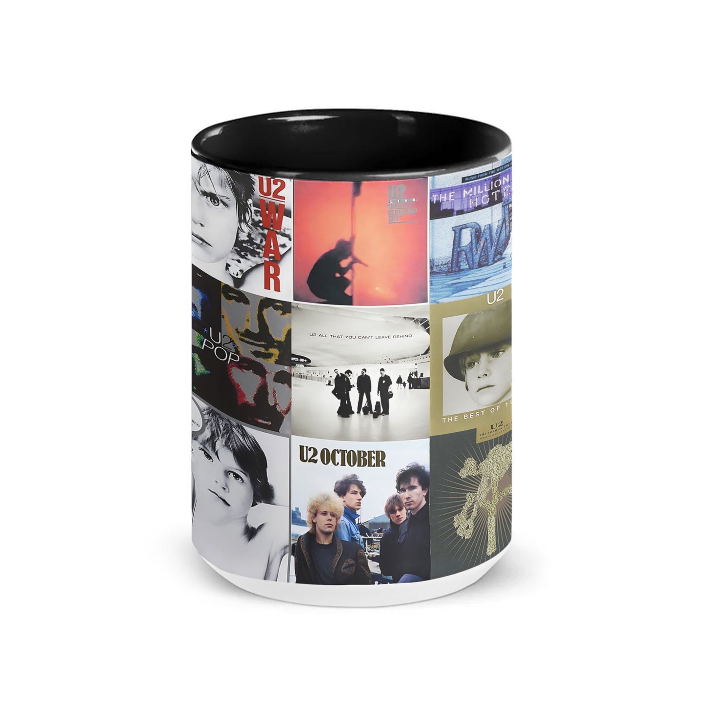 U2 Accent Mug – Classic Album Cover Collage Gift for Rock Fans