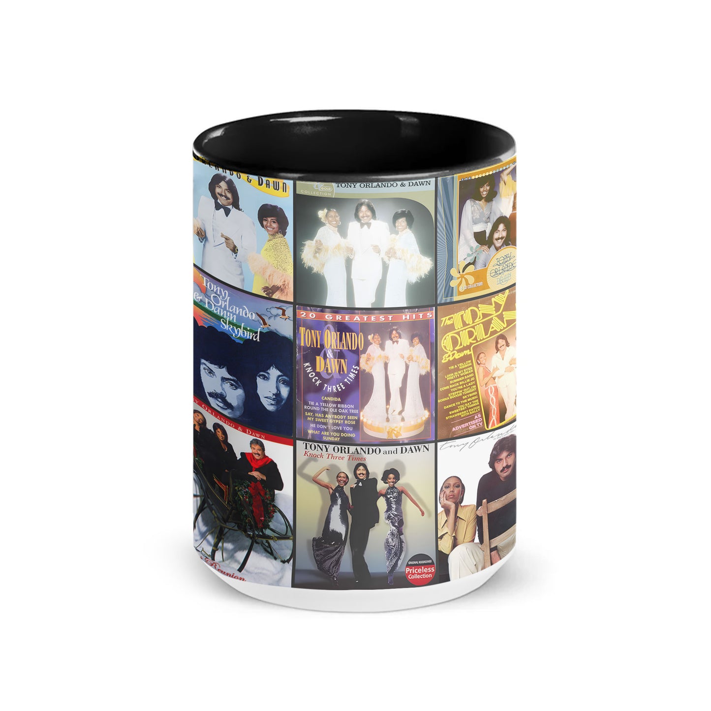 Tony Orlando & Dawn Accent Mug – Pop & Soul Classics Album Collage Gift