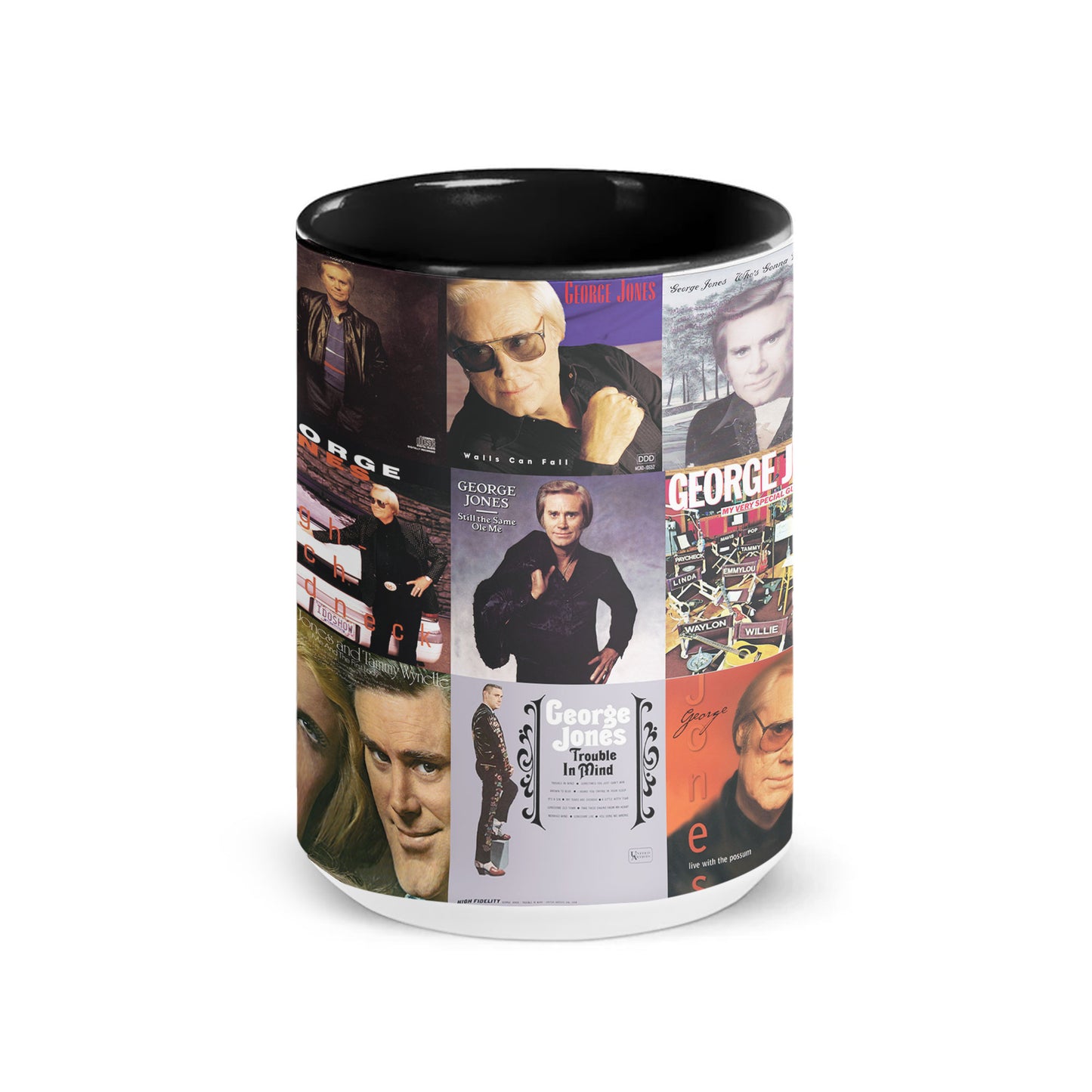 George Jones Accent Mug – Classic Album Cover Collage Gift for Country Music Fans