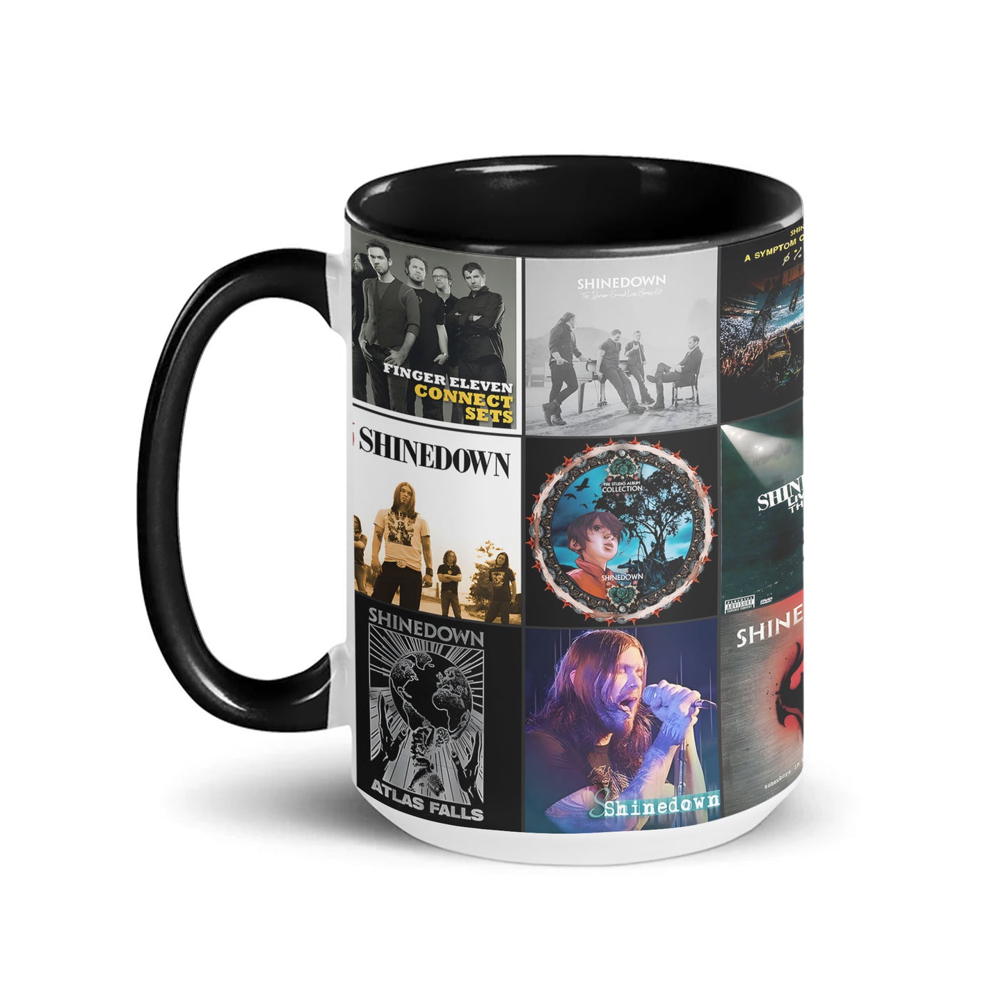 Shinedown Accent Mug – Iconic Album Cover Collage for Rock Fans