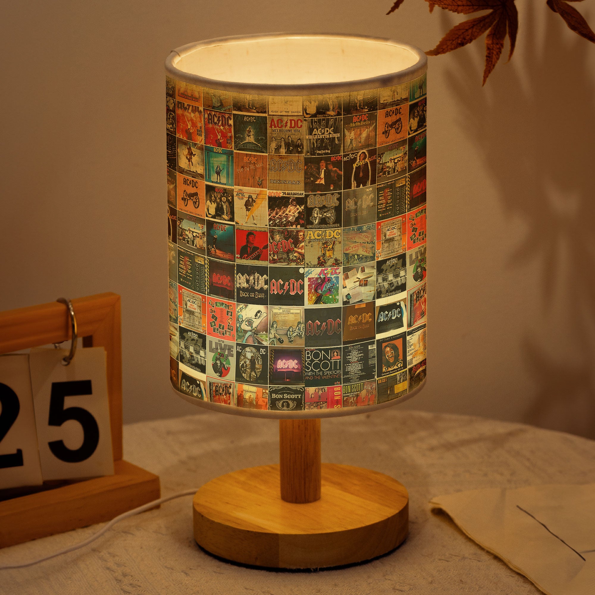 AC/DC Album Cover Collage Fabric Lamp – Rock & Roll Home Decor – Printnest