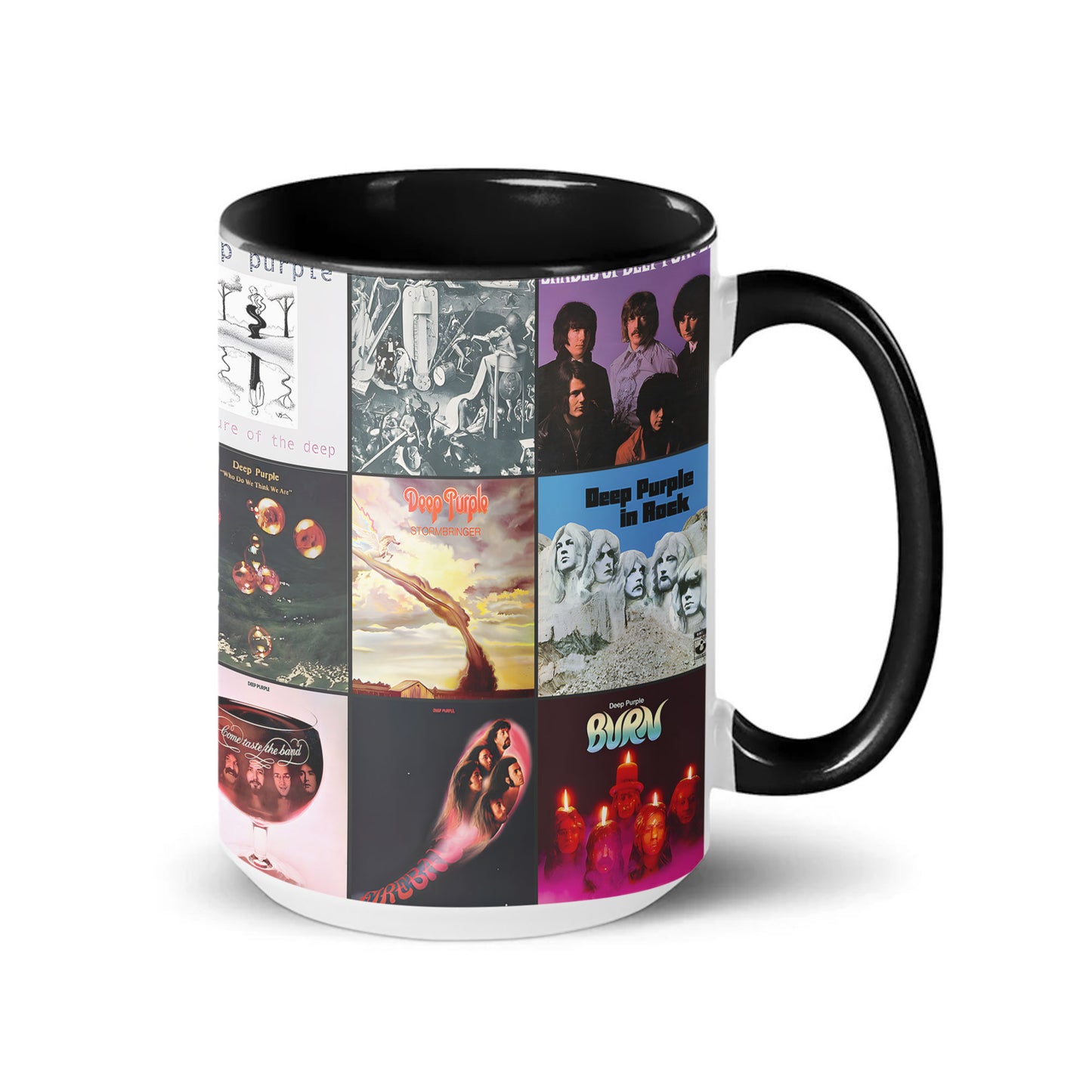 Deep Purple Accent Mug – Classic Rock Album Cover Collage Gift