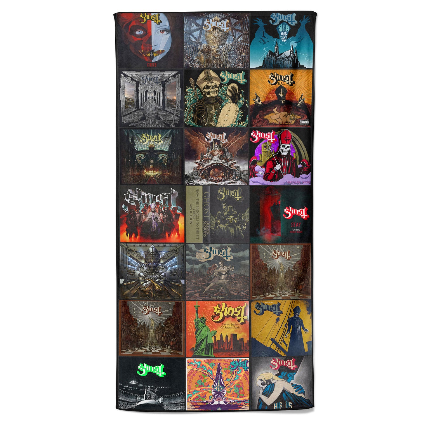 Ghost Beach Towel – Album Cover Collage Classic Rock Towel