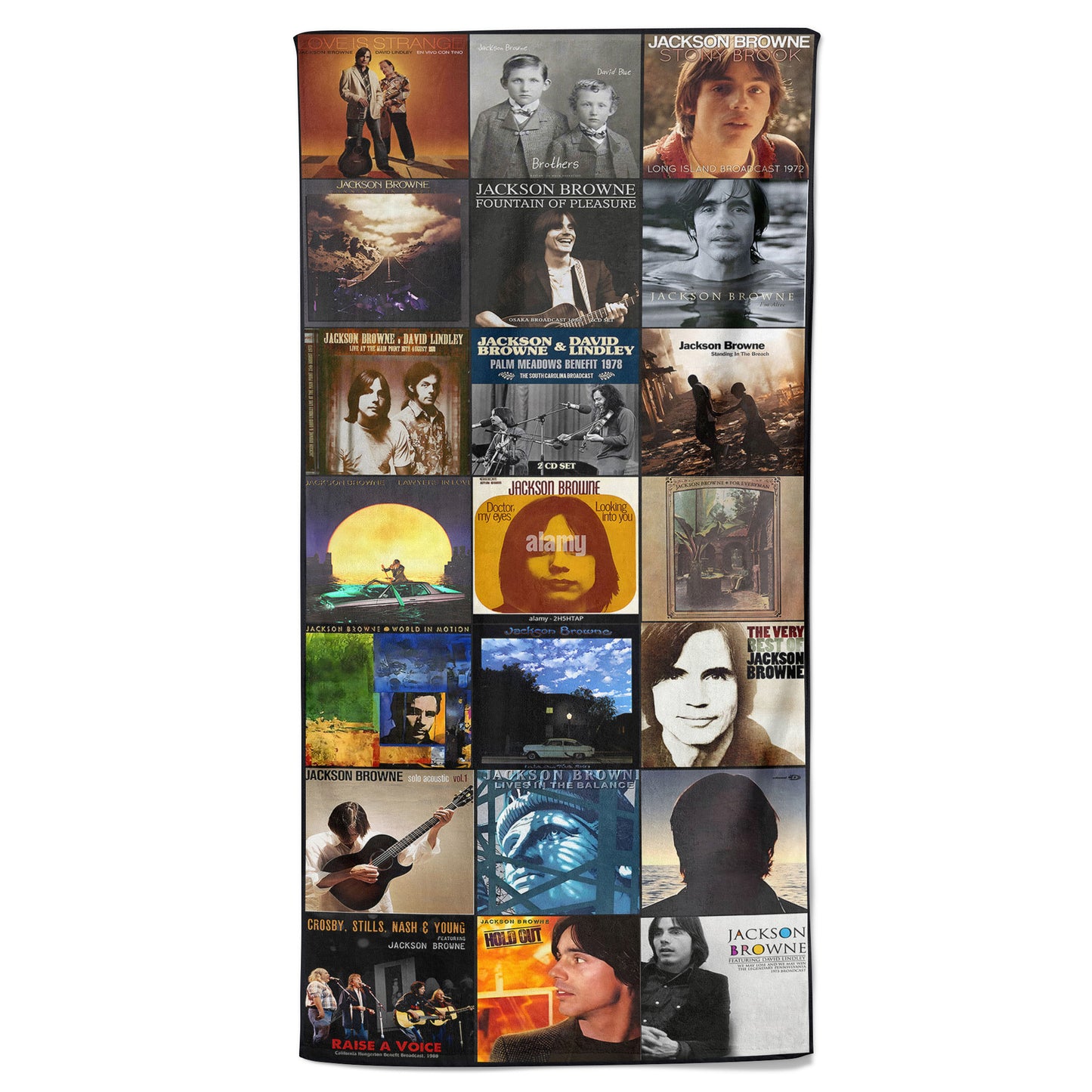 Jackson Browne Beach Towel – Album Cover Collage Classic Rock Towel