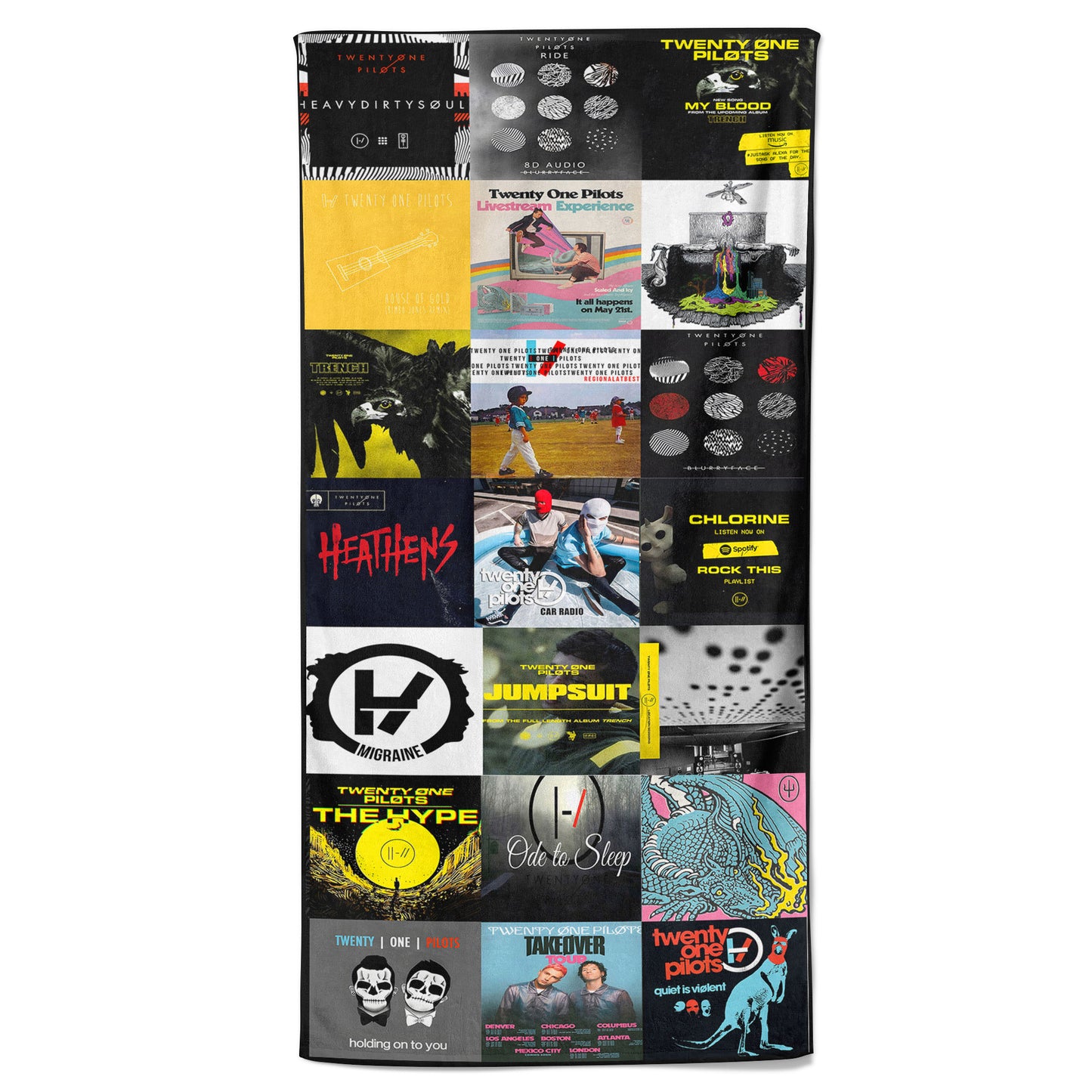 Twenty One Pilots Beach Towel – Album Cover Collage Classic Rock Towel