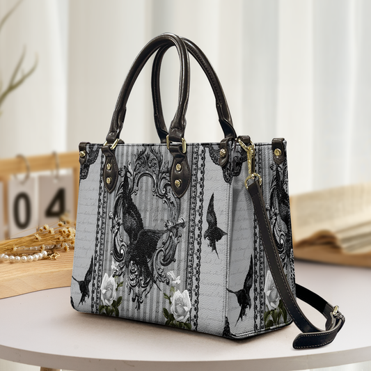 The Raven Gothic Leather Handbag & Wallet Set – Whispers of Poe’s Midnight